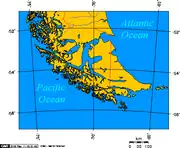 Map depicting Cape Horn at the southernmost portion of South America