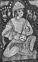 Rebab, Sicily, c. 1140 AD. Painting from the Cappella Palatina. Same sound holes found on Al Andalusia lutes