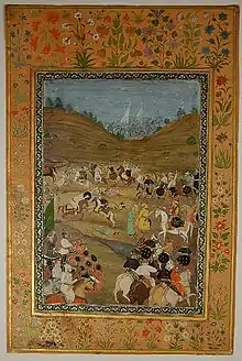 Alivardi Khan's forces carry the green flag of the Mughal Empire.