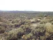 View from the top of the desert foothill where the Sears-Kay Ruin Fort is located.