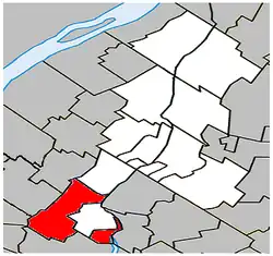 Location within La Vallée-du-Richelieu RCM.