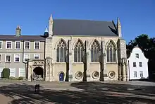 Photograph of the school chapel and adjoining buildings from the Upper Close