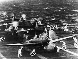 Image 79Planes from the Japanese aircraft carrier Shōkaku preparing the attack on Pearl Harbor (from History of Japan)