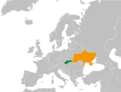 Map indicating locations of Slovakia and Ukraine