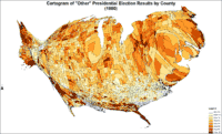 Cartogram of "other" presidential election results by county