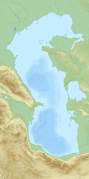 Location of the Caspian Sea in the world