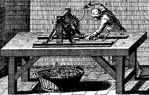 An illustration of a man operating a crank-powered machine