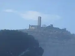 Montecchio castle on a foggy day