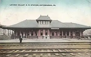 Front elevation of railroad station