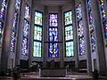 Stained glass windows in the apse