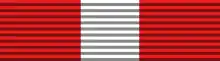 A ribbon 3/8 red, 2/8 white and 3/8 red.