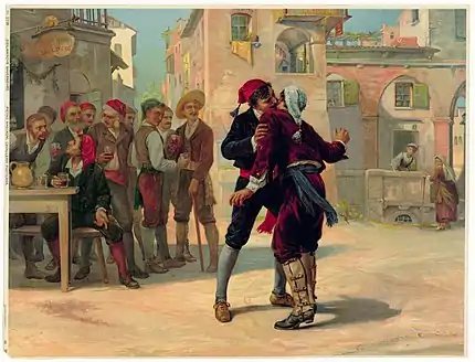 Image 48Cavalleria rusticana – Turiddu bites Alfio's ear, author unknown (restored by Adam Cuerden) (from Wikipedia:Featured pictures/Culture, entertainment, and lifestyle/Theatre)