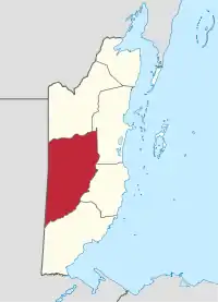 Location of the district in Belize