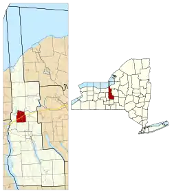 Location within Cayuga County and New York