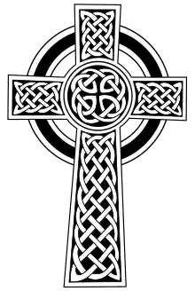 Ornamental version of Celtic "high cross" with decorative knotwork