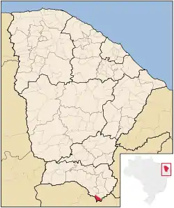 Location of Penaforte in Ceará