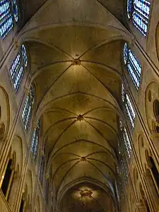 Six-part rib vaults of ceiling of nave of Notre-Dame de Paris (1163–1345)