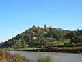 Upper Celje Castle, viewed from the banks of the Savinja River in Pečovnik toward the northeast