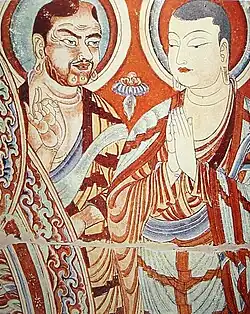 Details from Praṇidhi scene No. 5. Central Asian and Asian Buddhist monks.