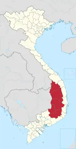 Location of the Central Highlands region in Vietnam