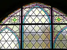 Church window with pale colours typical of early 20th century, Czechoslovakia