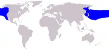 Baird's beaked whale range