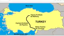 Location of Ceyhan–Kırıkkale Oil Pipeline