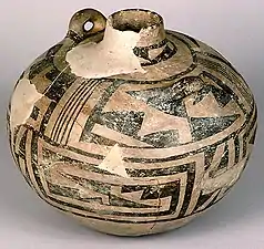 Pueblo III Period black-on-white Chaco canteen