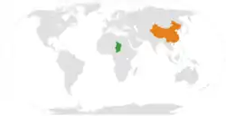 Map indicating locations of Chad and China