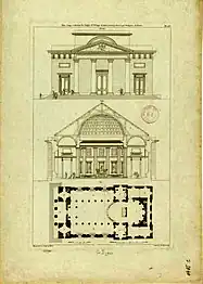 Plan for the reconstructed neoclassical church by Jean-François Chalgrin