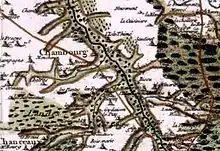 Representation of Chambourg-sur-Indre on the Cassini map