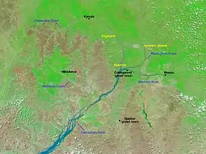 Only two months later, in February 2009, the Collingwood area seems a bit wetter and, consequently, lusher. This flooding happened towards the end of a drought.