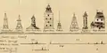 Lighthouses and day marks in the Elbe estuary (1831)