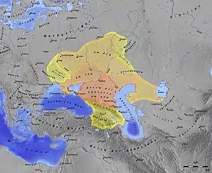 Map showing extent of Khazar lands