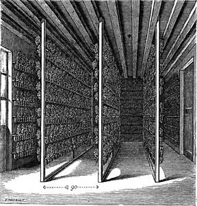 Interior of a fruit tree used to store grapes (Rose Charmeux (1863), fig.36, p. 78).