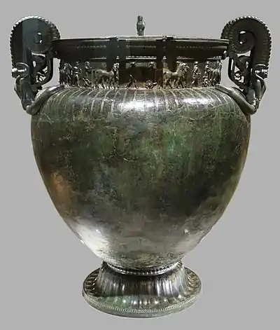 The Vix Krater, a late Archaic monumental bronze vessel, exported to French Celts