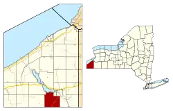 Location within Chautauqua County and New York