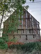 The gable end of the barn