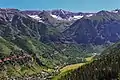 Chicago Peak centered at top of frame with Telluride set below