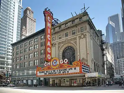 Image 113The Chicago Theatre, a former cinema restored as a live performance venue (photo by Daniel Schwen) (from Portal:Theatre/Additional featured pictures)