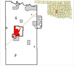 Chickasha city limits on Grady County