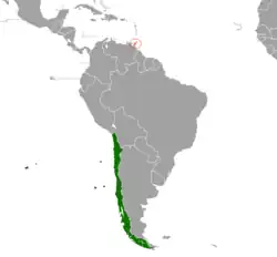 Map indicating locations of Chile and Trinidad and Tobago