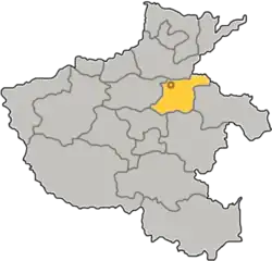 Location of Kaifeng City jurisdiction in Henan