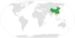 Map indicating locations of China and Grenada