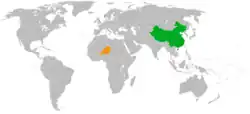 Map indicating locations of China and Niger