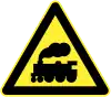 Locomotive railroad crossing ahead (without safety barriers)