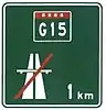 G15 Freeway ends in 1km