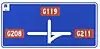 On westbound of interchange, proceed straight to G119, or turn right via ramp to G208 or G211