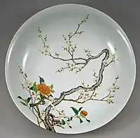 Famille rose dish with flowering prunus, 1723–1735