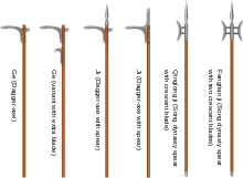 Two ji (right), alongside four dagger-axes.